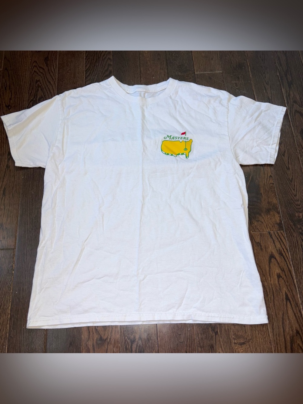 Masters White Short Sleeve Tee with Yellow Logo